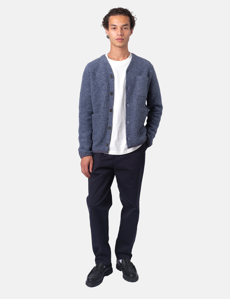 Universal Works Cardigan (Wool Fleece) - Slate Blue
