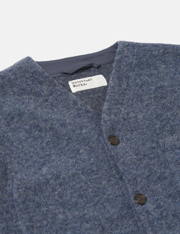 Universal Works Cardigan (Wool Fleece) - Slate Blue