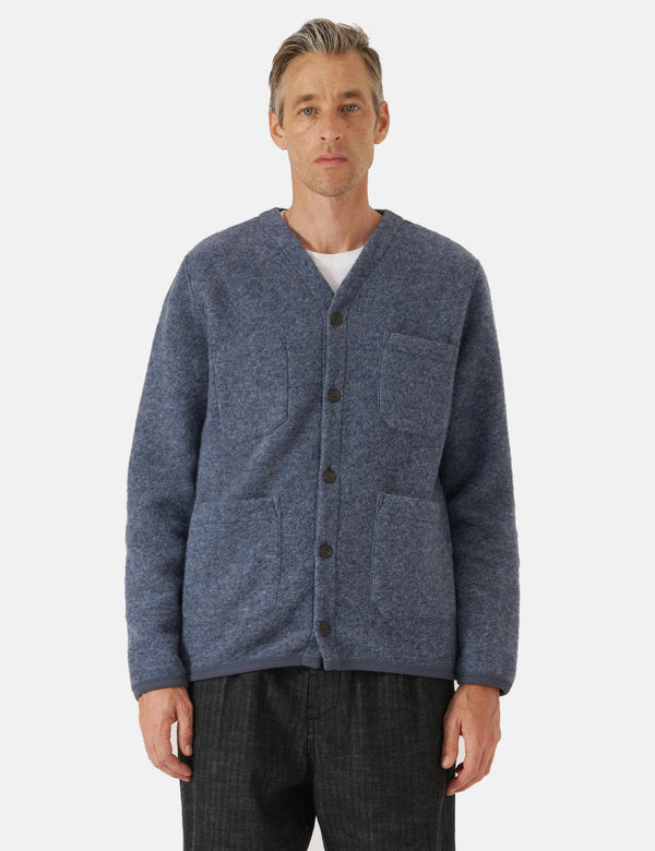 Universal Works Cardigan (Wool Fleece) - Slate Blue