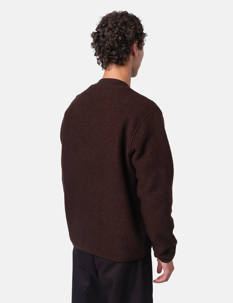 Universal Works Zip Bomber Jacket (Wool Fleece) - Brown