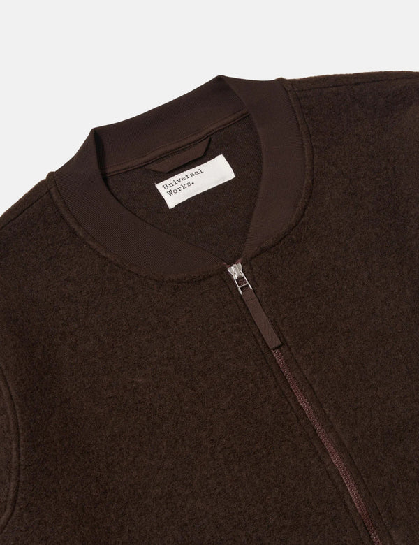 Universal Works Zip Bomber Jacket (Wool Fleece) - Brown