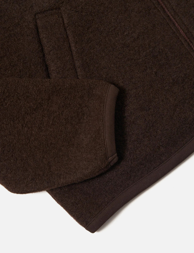 Universal Works Zip Bomber Jacket (Wool Fleece) - Brown