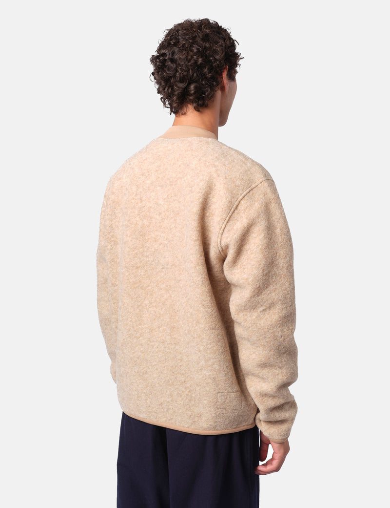 Universal Works Zip Bomber Jacket (Wool Fleece) - Fawn