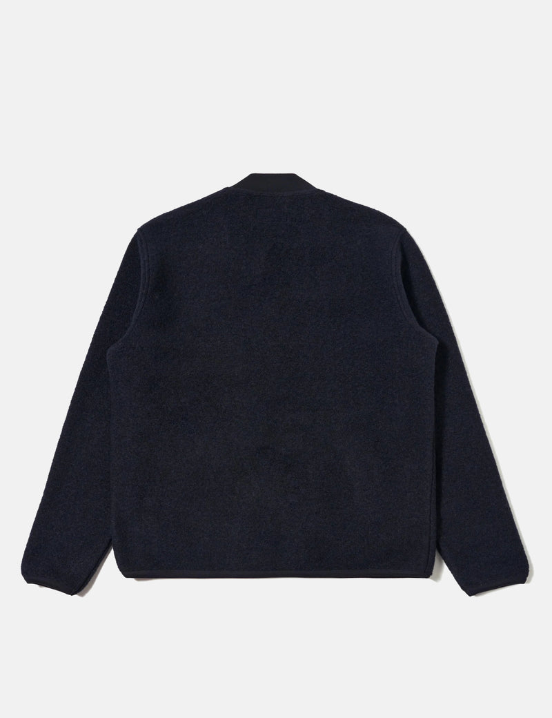 Universal Works Zip Bomber Jacket (Wool Fleece) - Navy Blue