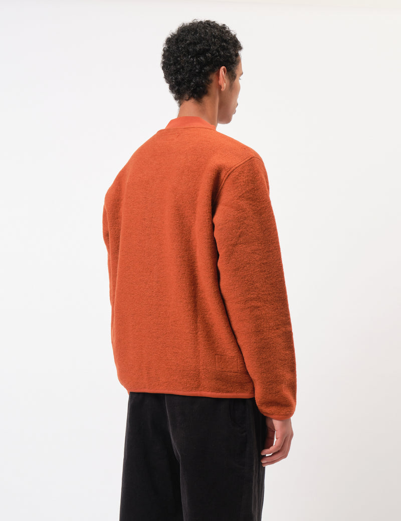 Universal Works Zip Bomber Jacket (Wool Fleece) - Rust