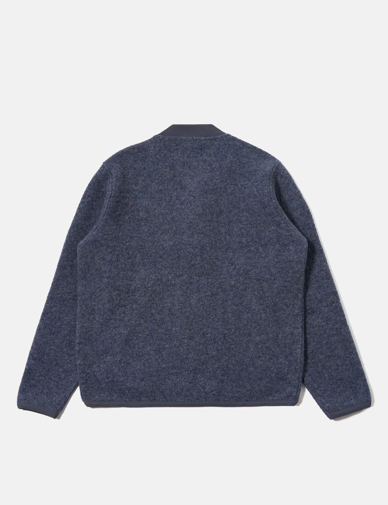 Universal Works Zip Bomber Jacket (Wool Fleece) - Slate Blue
