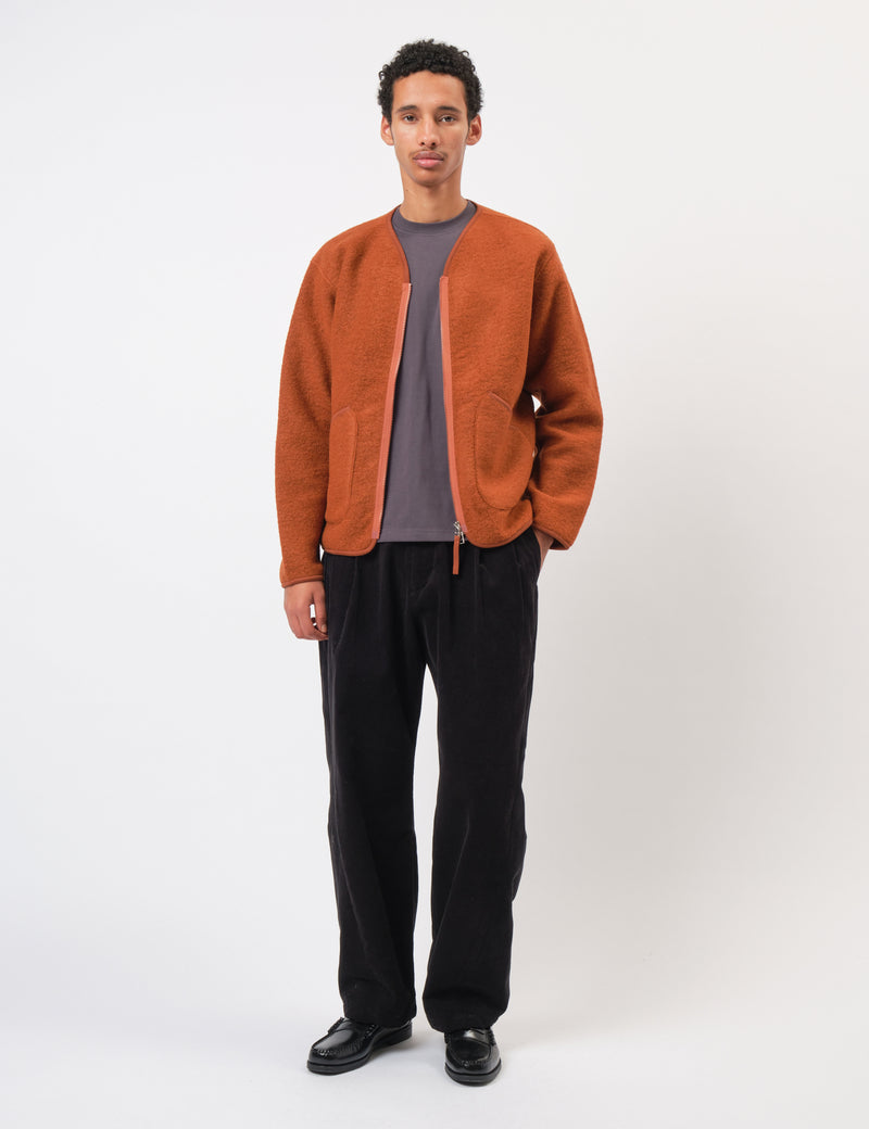 Universal Works Zip Liner Jacket (Wool Fleece) - Rust