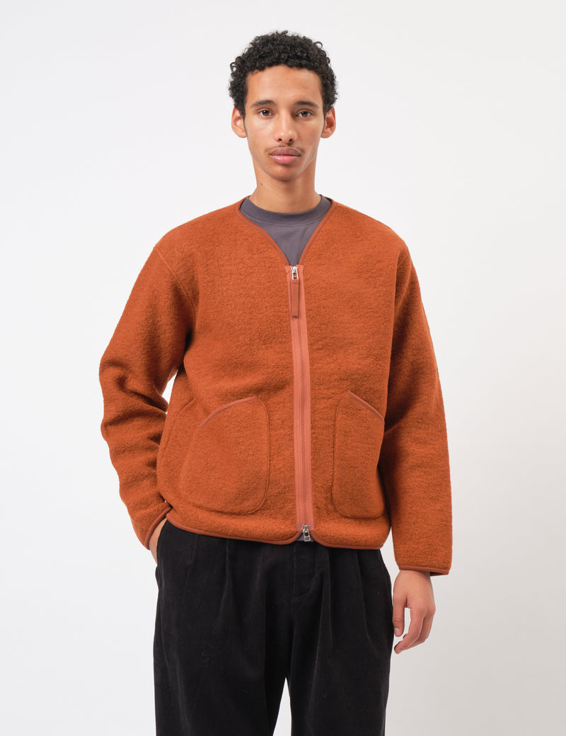 Universal Works Zip Liner Jacket (Wool Fleece) - Rust
