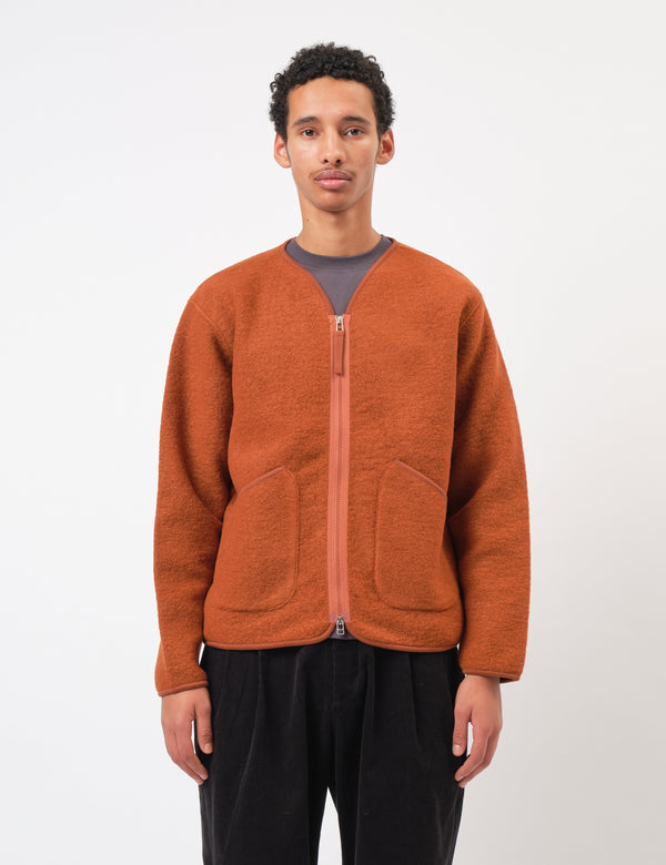Universal Works Zip Liner Jacket (Wool Fleece) - Rust