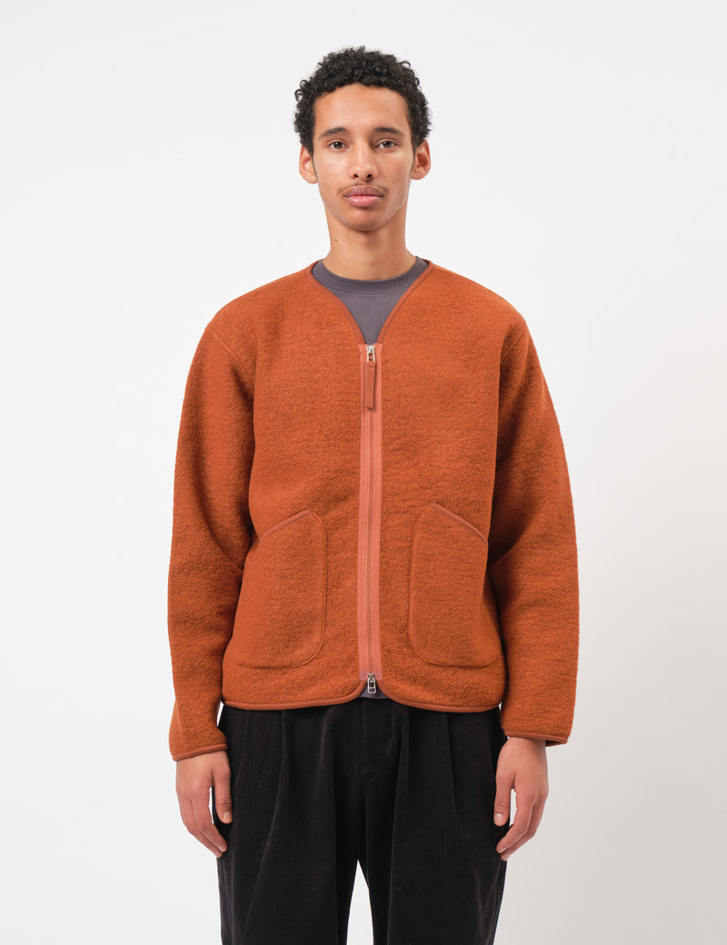 Universal Works Zip Liner Jacket (Wool Fleece) - Rust