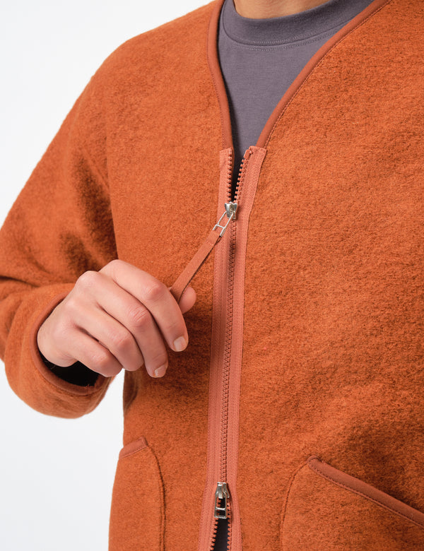 Universal Works Zip Liner Jacket (Wool Fleece) - Rust