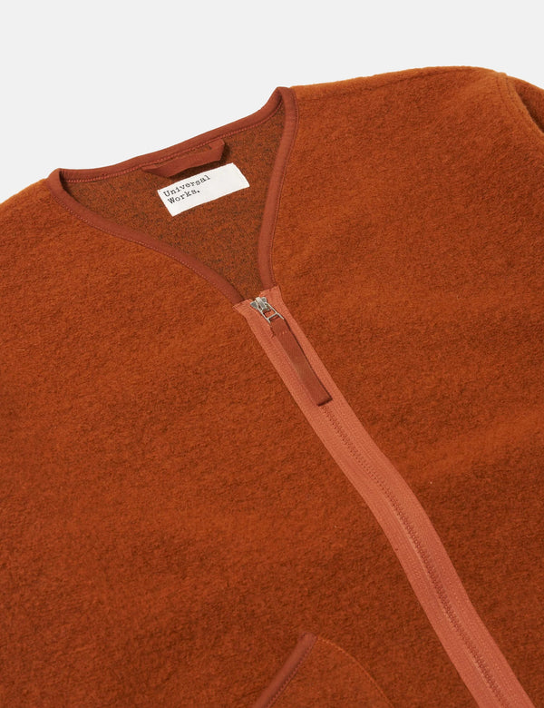Universal Works Zip Liner Jacket (Wool Fleece) - Rust