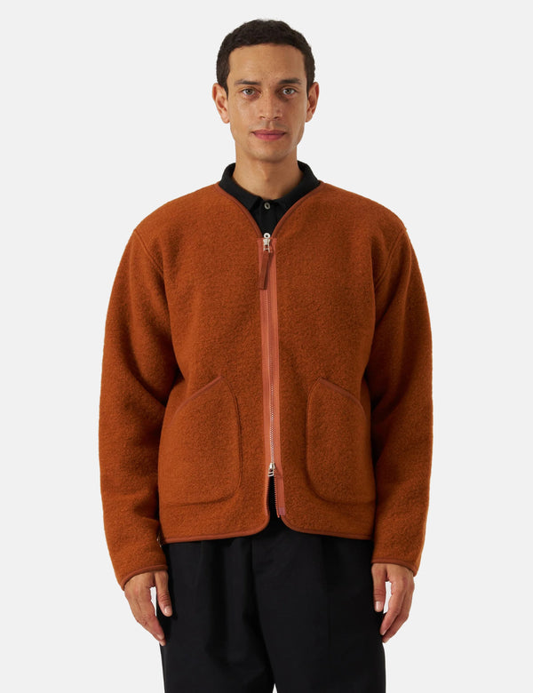 Universal Works Zip Liner Jacket (Wool Fleece) - Rust