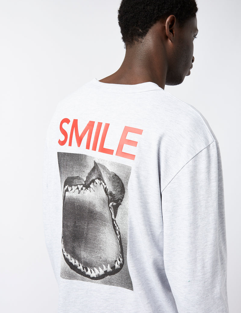 Sunflower Master Smile Long Sleeve T-Shirt (Organic) - Light Grey Melange