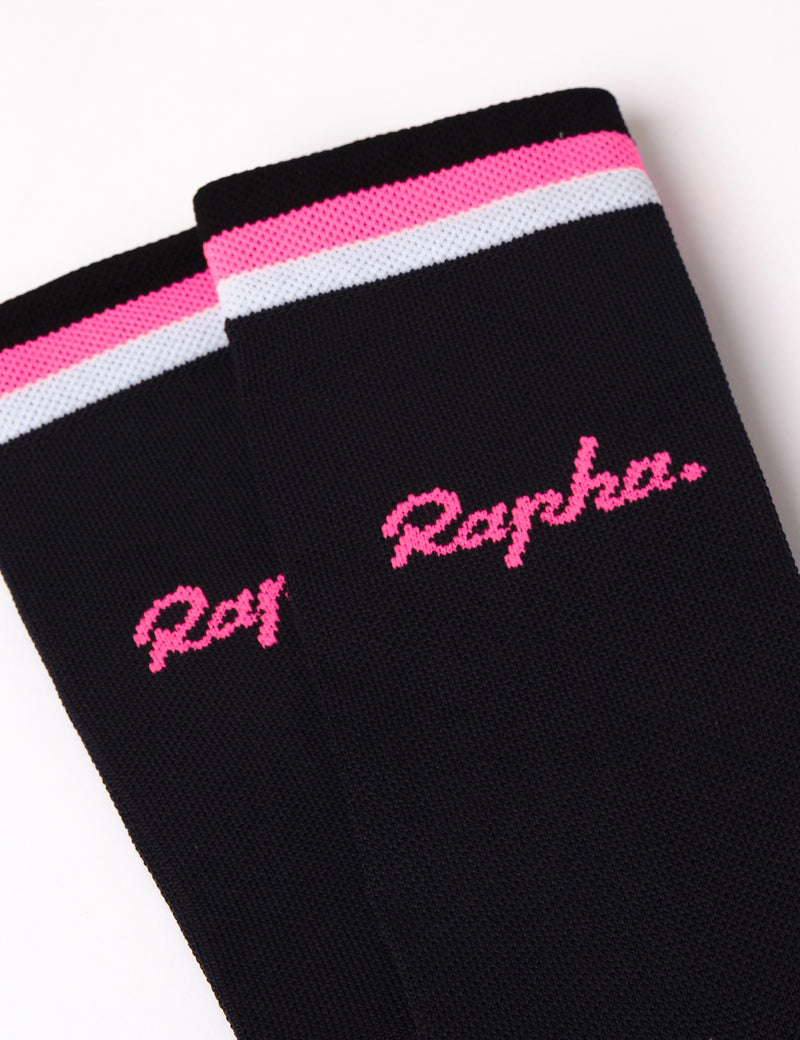 Rapha Logo Socks - Dark Navy / High-Vis Pink / White