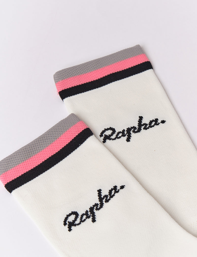 Rapha Logo Socks - White/Black/Pink