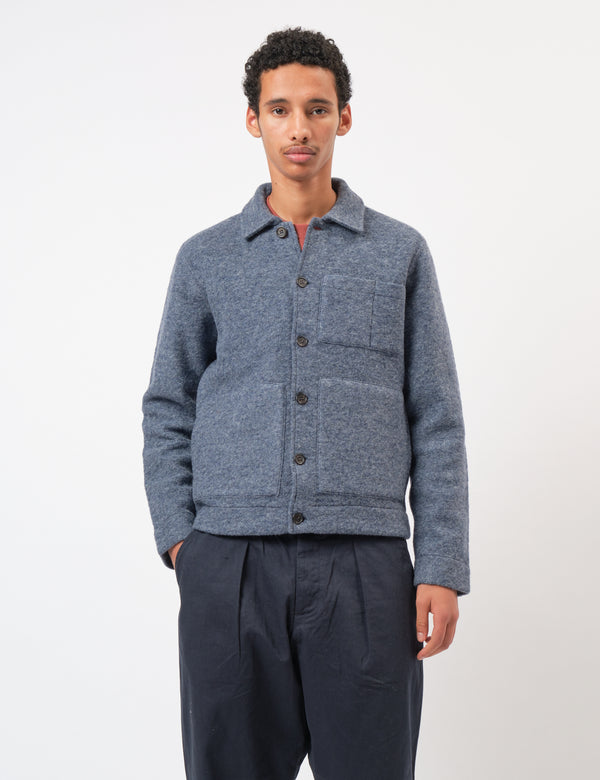 Universal Works Uniform Jacket (Wool Fleece) - Slate Blue