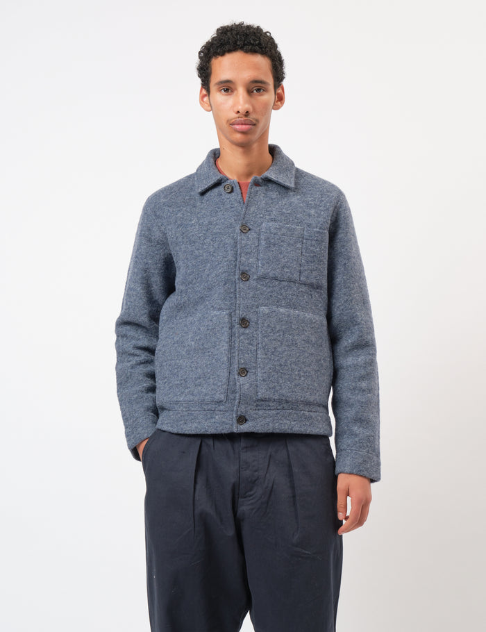 Universal Works Uniform Jacket Wool Fleece Slate Blue