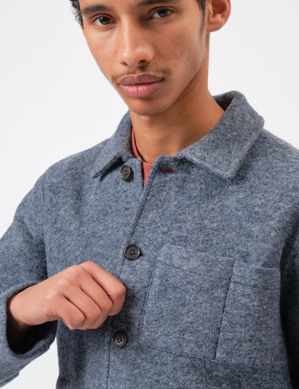 Universal Works Uniform Jacket (Wool Fleece) - Slate Blue