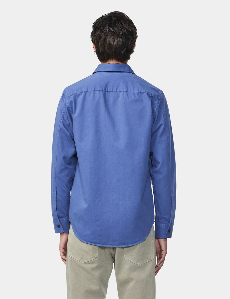 NN07 Freddy Over Shirt (Cotton Twill) - Grey Blue