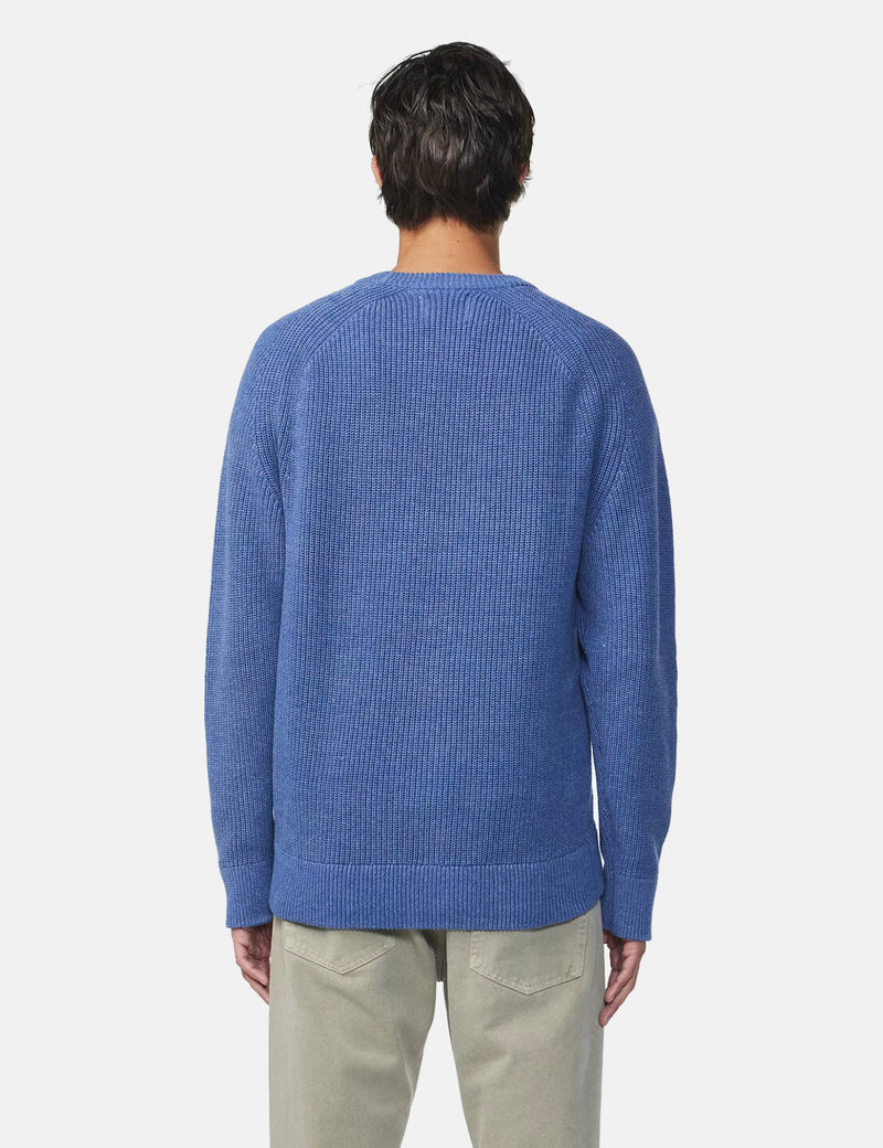 NN07 Jacobo Crew Fine Rib Knit - Grey Blue