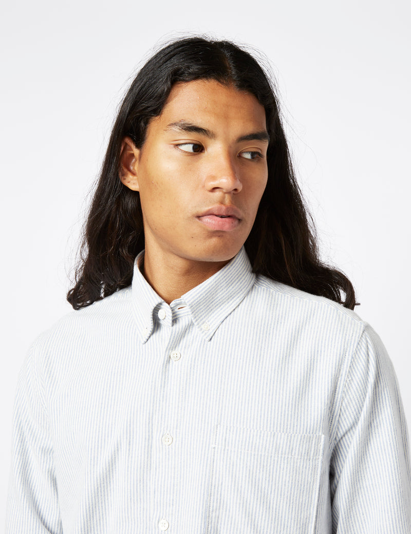 NN07 Arne BD Shirt (Cotton) - Blue Stripe