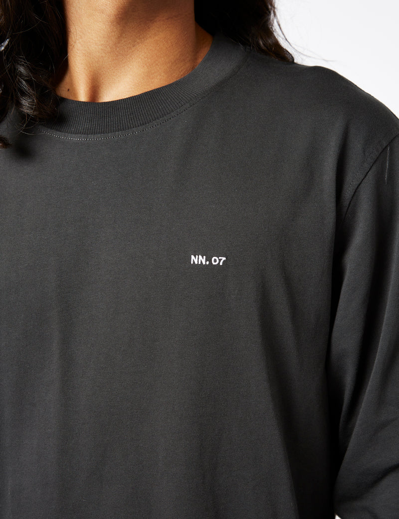 NN07 Adam Long Sleeve EMB T-Shirt - Black
