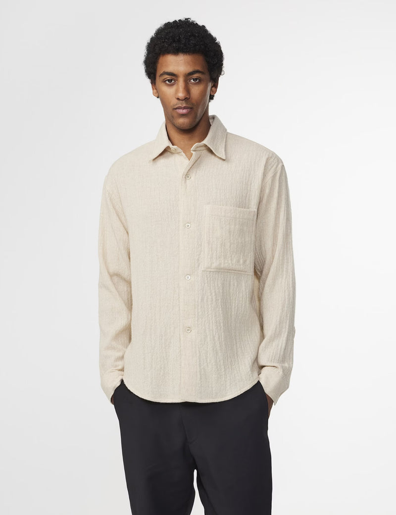 NN07 Adwin Wool Blend Overshirt (Relaxed Fit) - Ecru