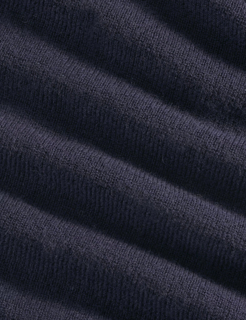 NN07 Carl Half Zip Knit (Schoeller Wool) - Navy Blue