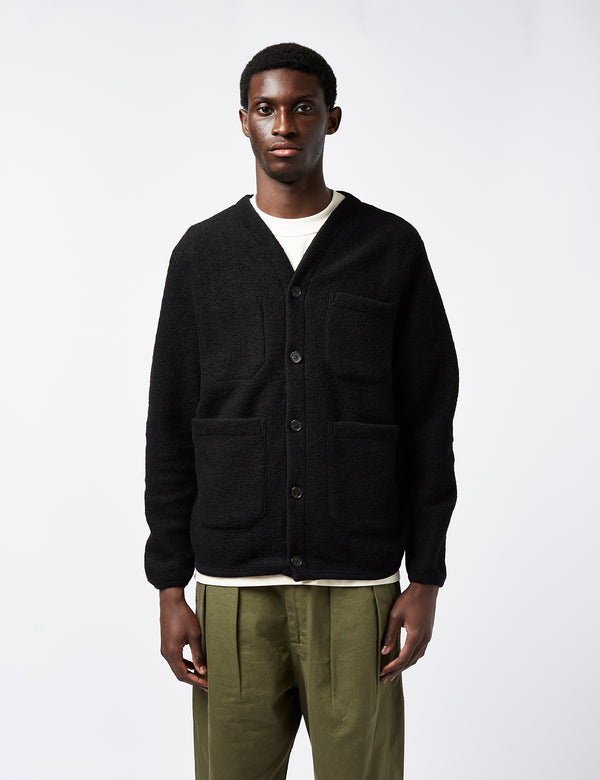 Universal Works Cardigan (Wool Fleece) - Black