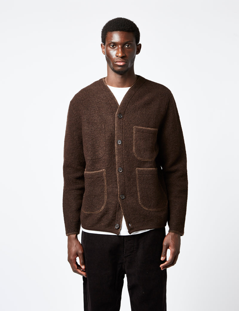 Universal Works Blanket Cardigan (Wool) - Brown