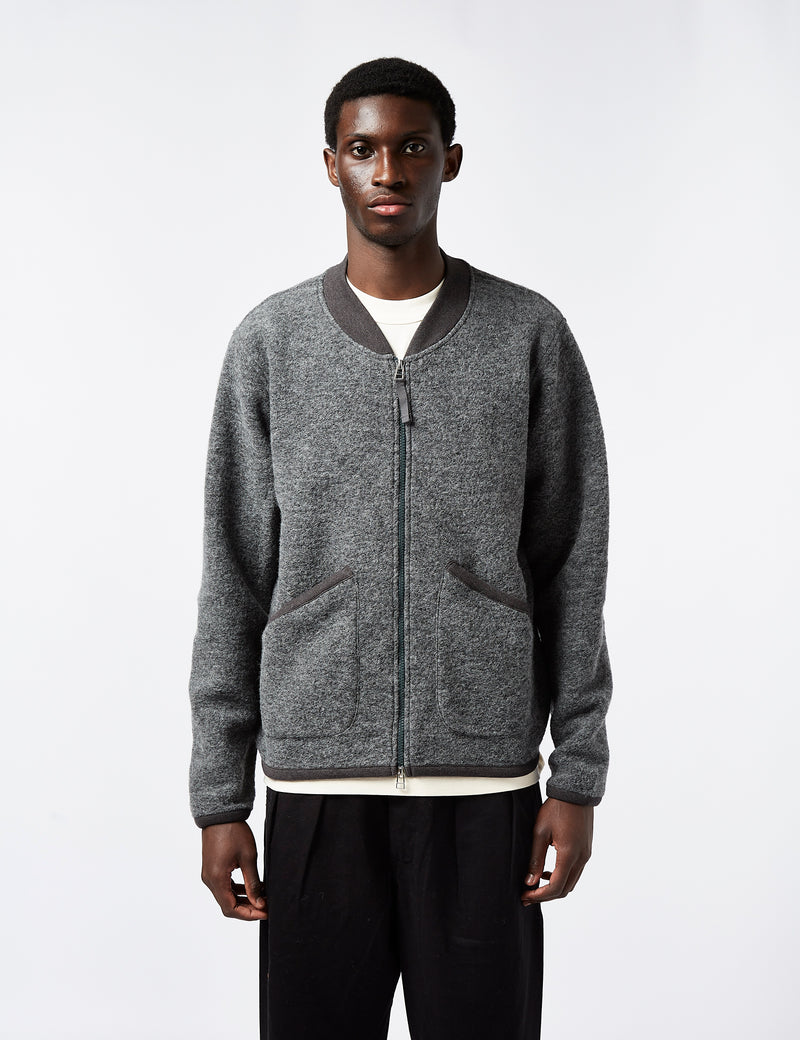 Universal Works Zip Bomber (Wool) - Grey Marl I Article.