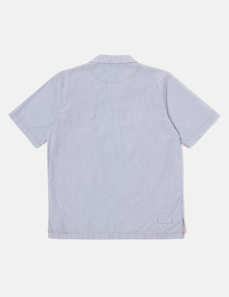 Universal Works Overhead Shirt (Poplin) - Navy Blue/White