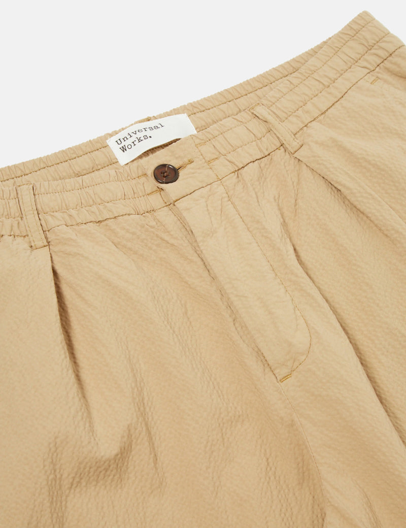 Universal Works Pleated Track Pant (Seersucker) - Summer Oak