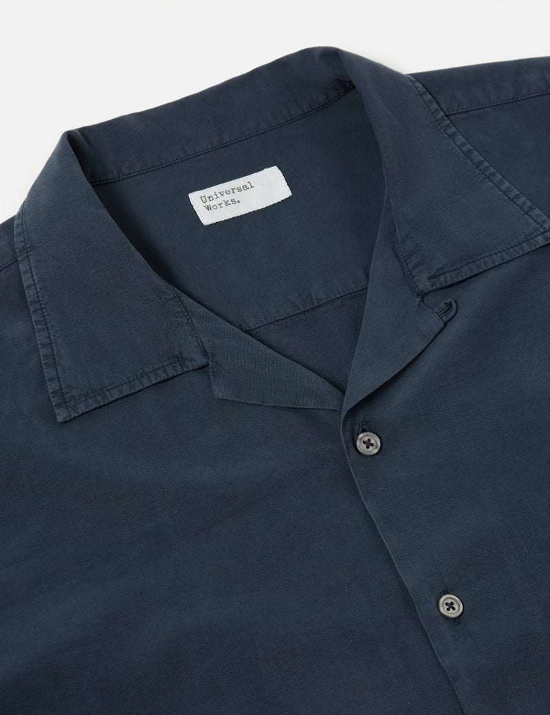 Universal Works Camp II Shirt (Linen/Cotton) - Navy Blue