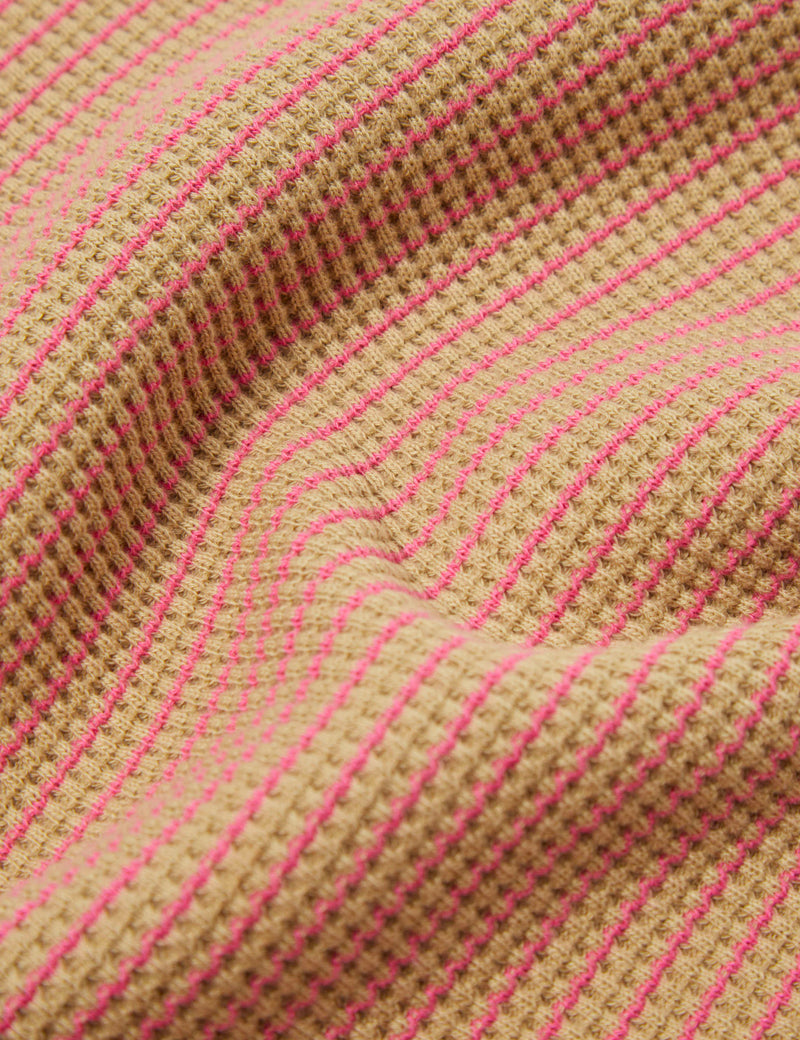 Universal Works Newlyn Fluro Polo Shirt - Summer Oak/Pink