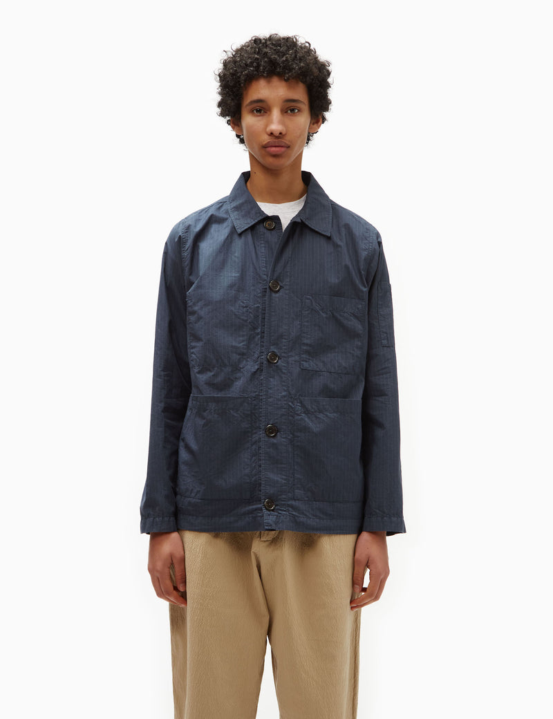 Universal Works Coverall Jacket (Nearly Pinstripe) - Navy Blue