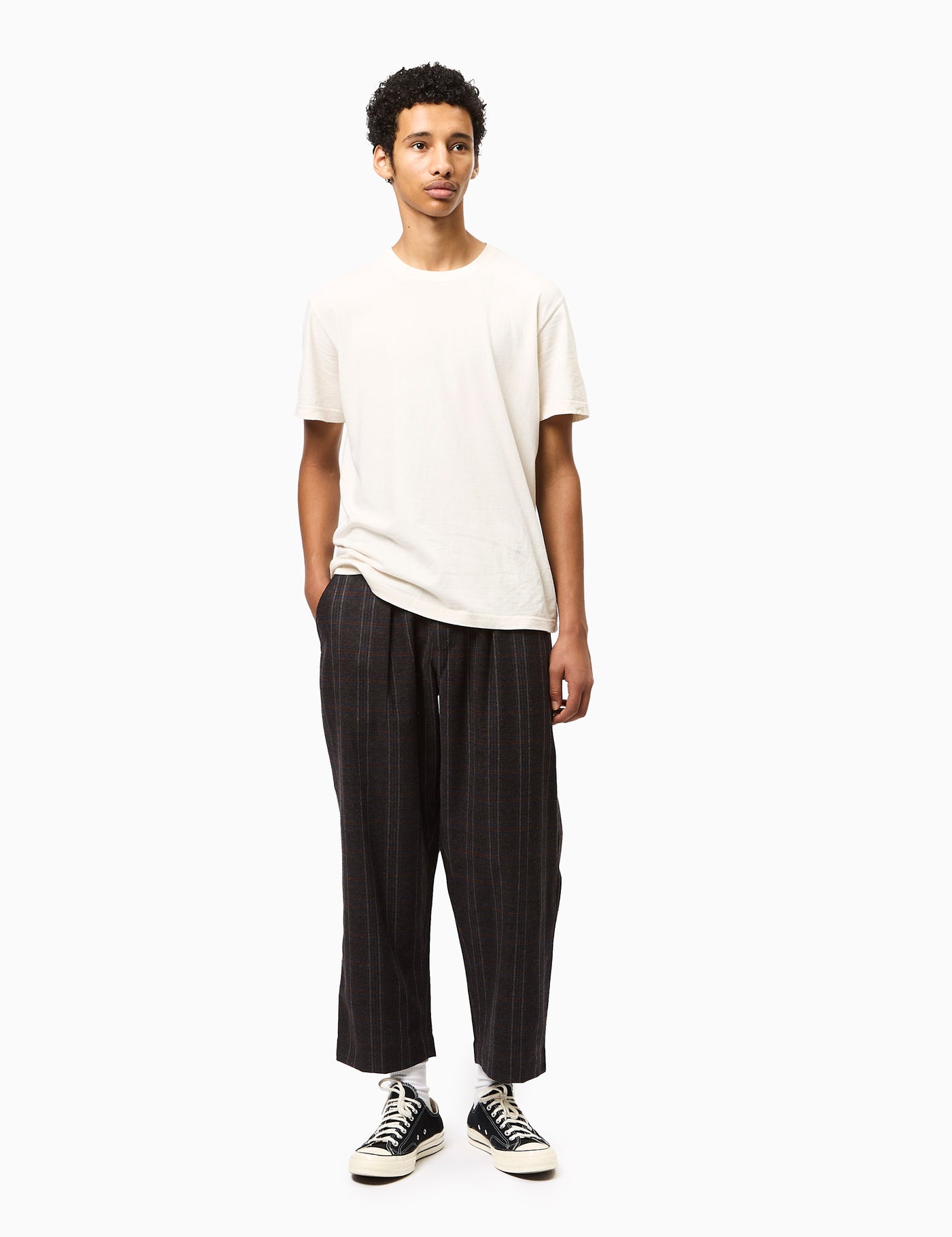 Universal Works Oxford Pant (Twist Wool Check) - Brown | Article.