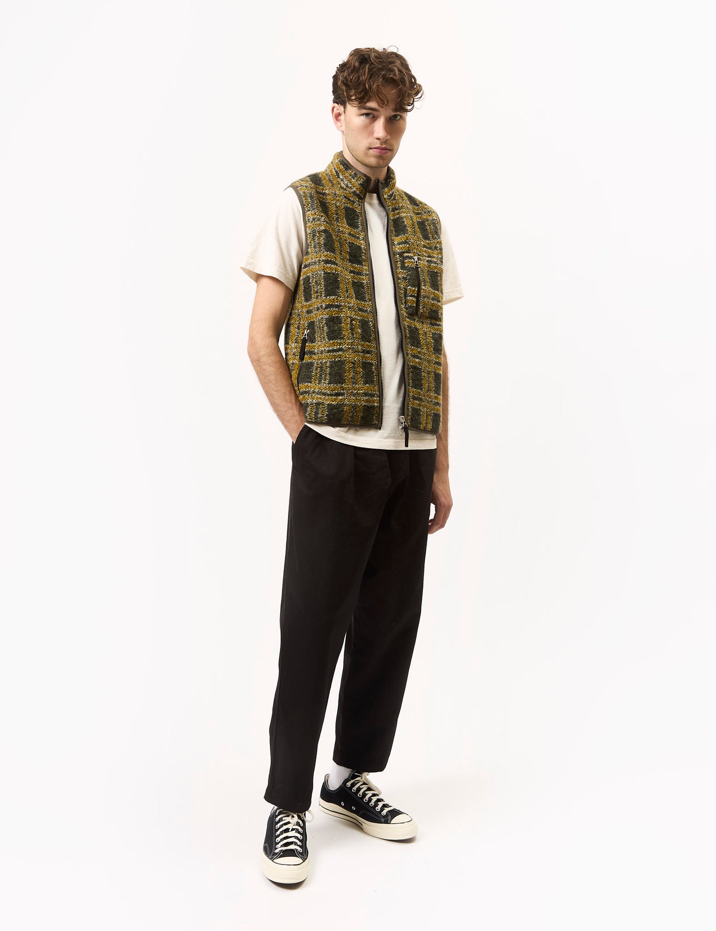 Universal Works Climbing Gilet (Jacquard Fleece) - Grey | Article.