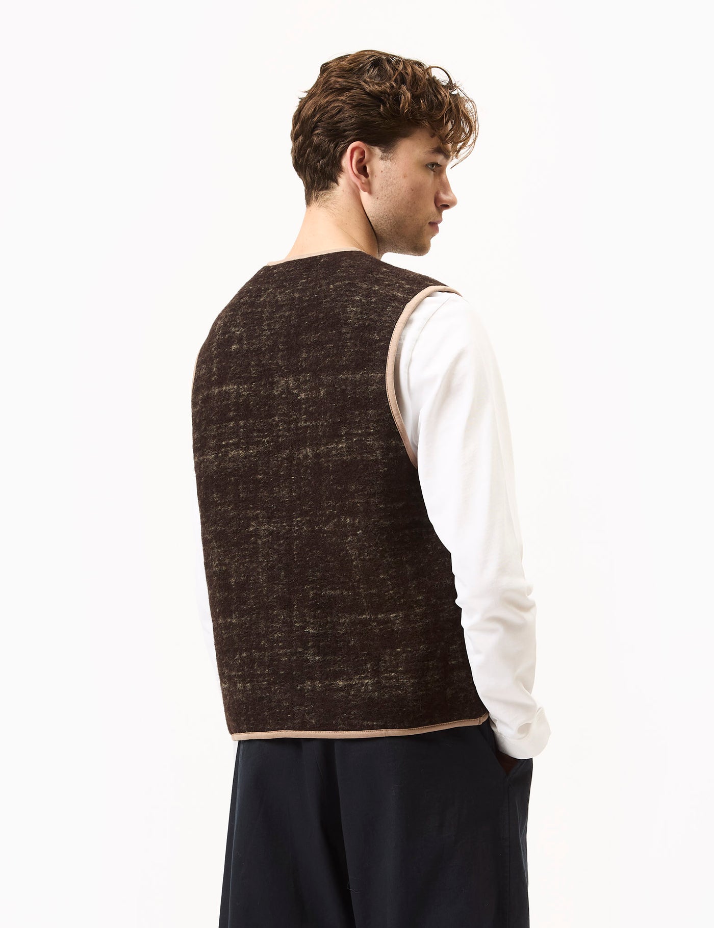 Universal Works Zip Gilet (Marble Fleece) - Brown | Article