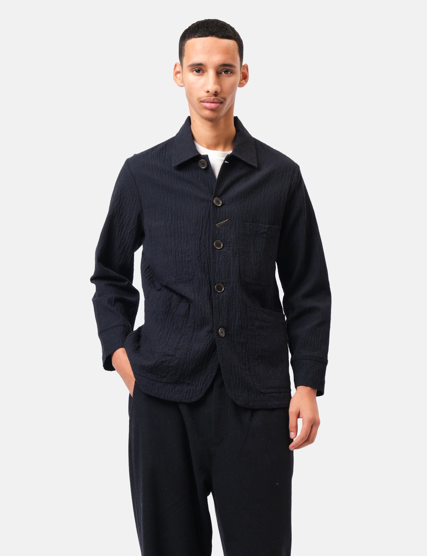 Universal Works Original Bakers Jacket (Ospina) - Navy Blue | Article.