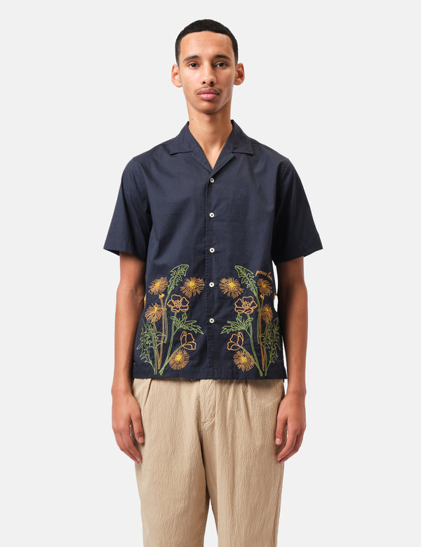 Universal Works Shirt Sleeve Minari Shirt - Navy Blue