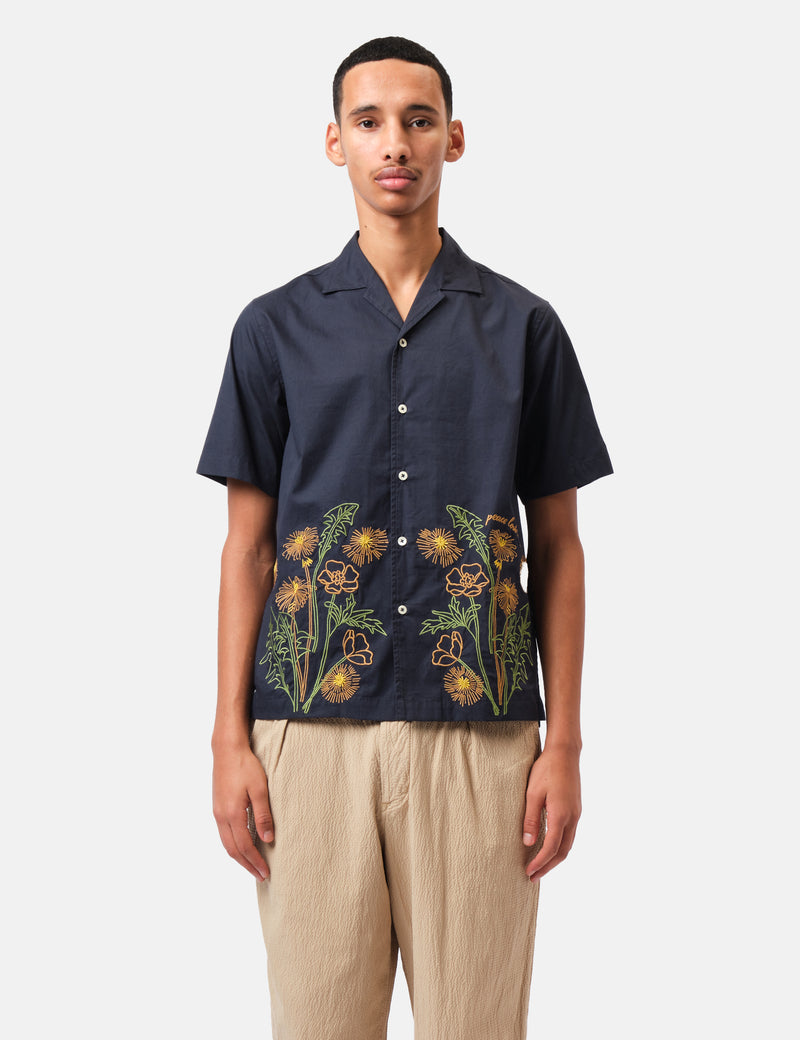 Universal Works Shirt Sleeve Minari Shirt - Navy Blue