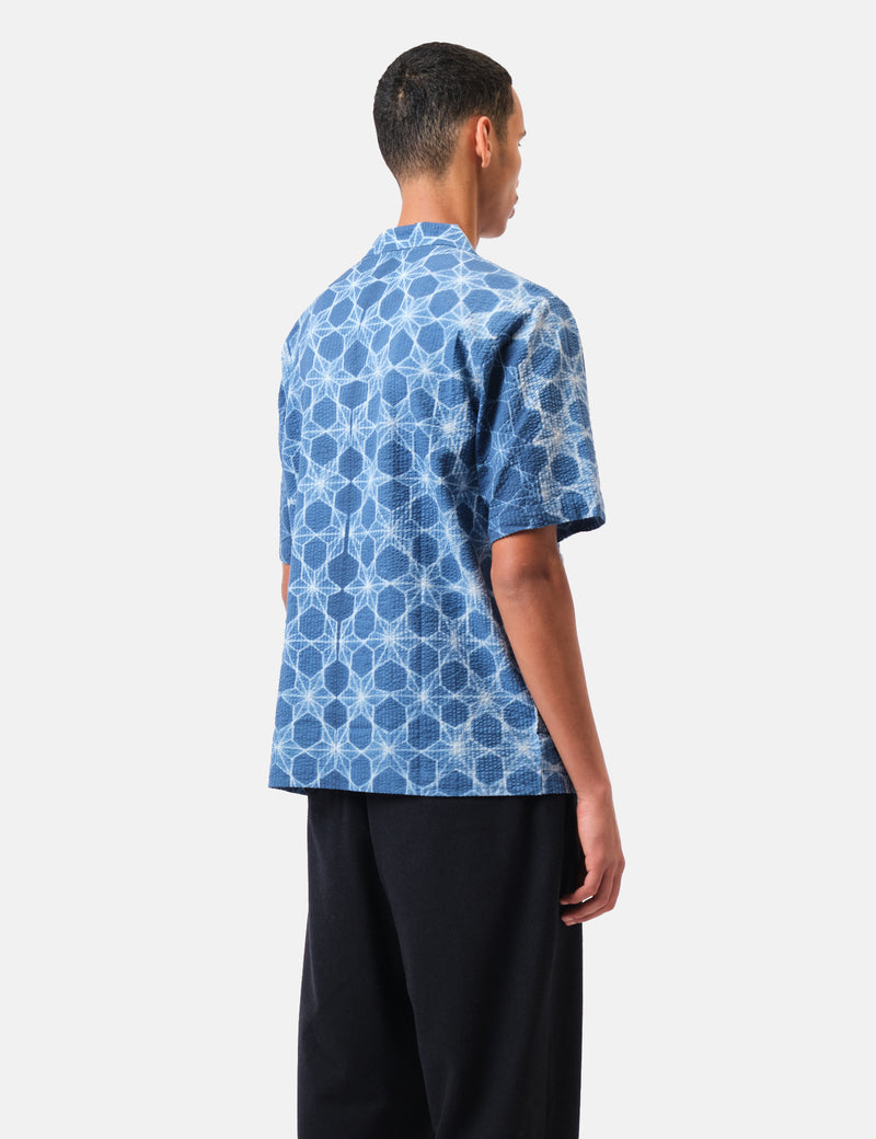 Universal Works Road Shirt (Needle Tye N Dye) - Indigo Blue