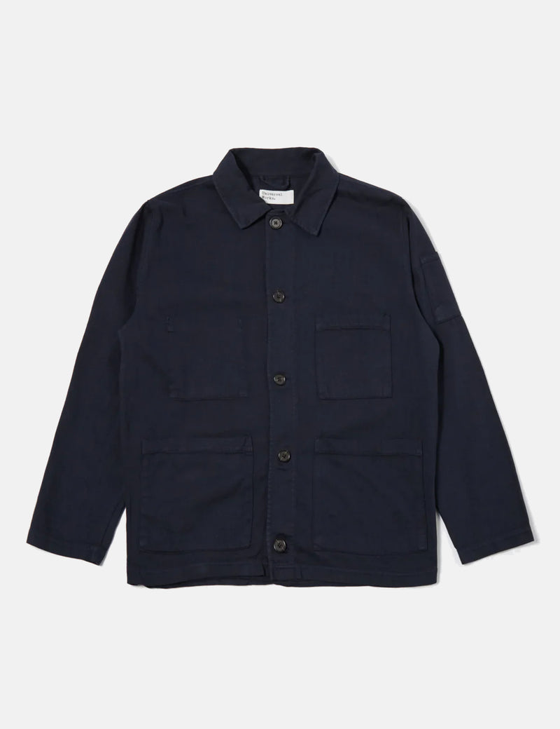 Universal Works Coverall Jacket (Herringbone Cotton) - Dark Navy Blue