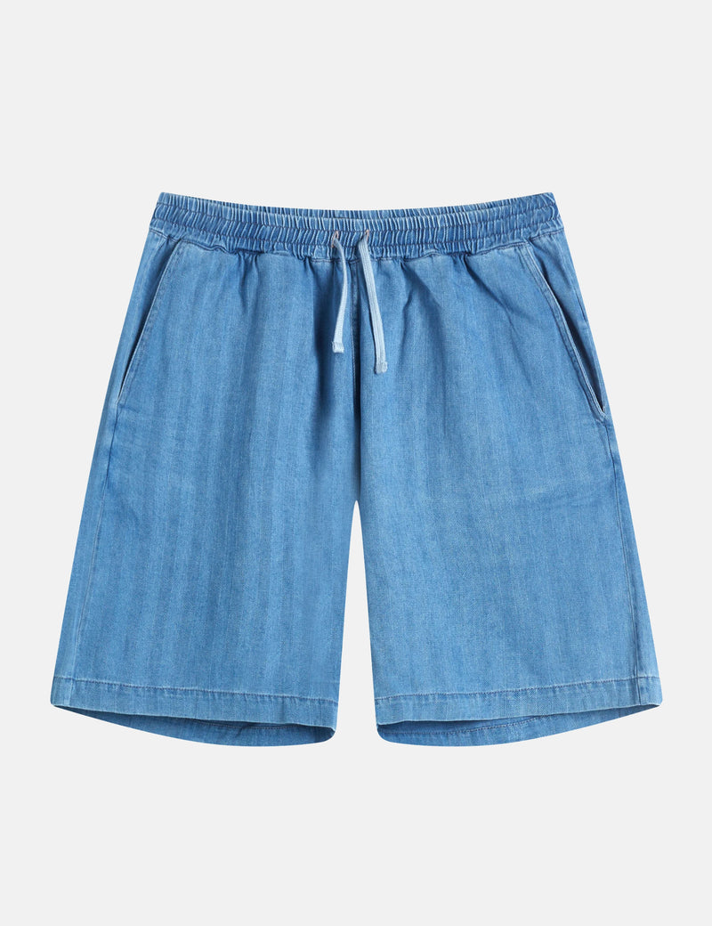 Universal Works Simple Shorts (Denim) - Washed Indigo Blue