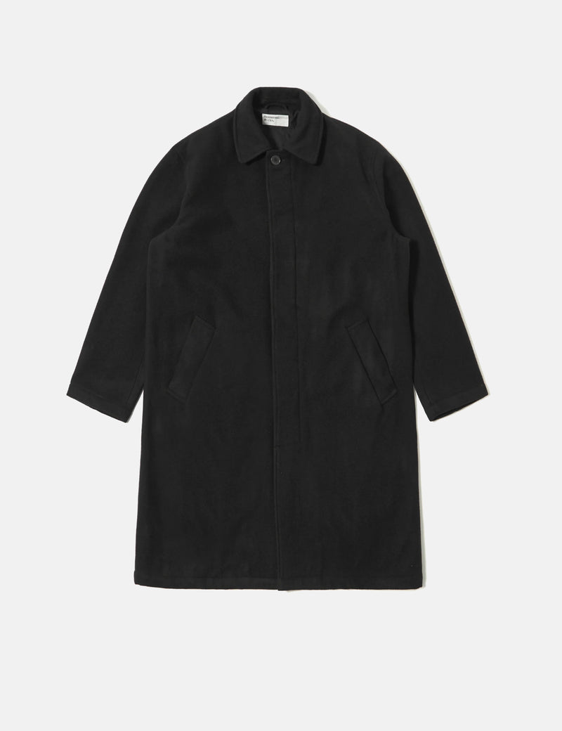 Universal Works Mowbray Wool Mac Coat - Black