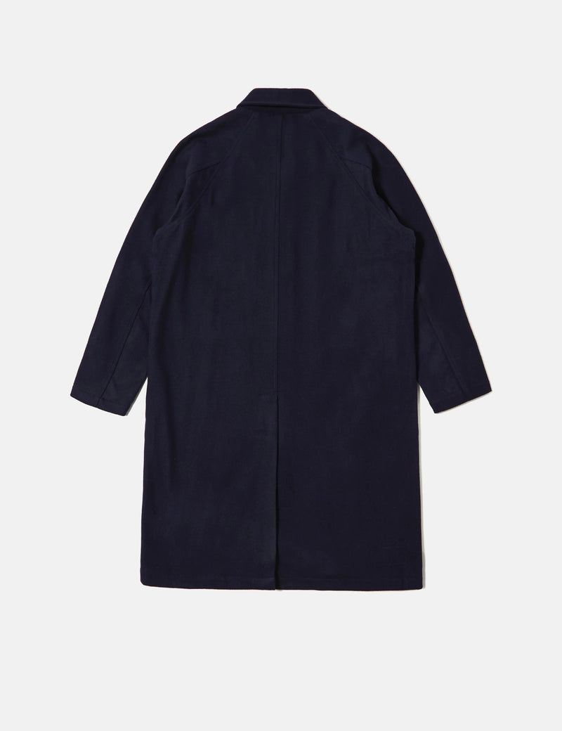 Universal Works Mowbray Wool Mac Coat - Navy Blue