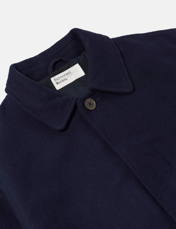 Universal Works Mowbray Wool Mac Coat - Navy Blue