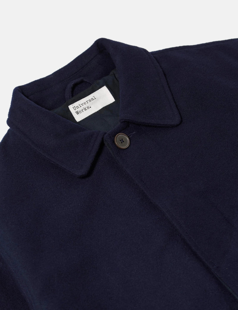 Universal Works Mowbray Wool Mac Coat - Navy Blue